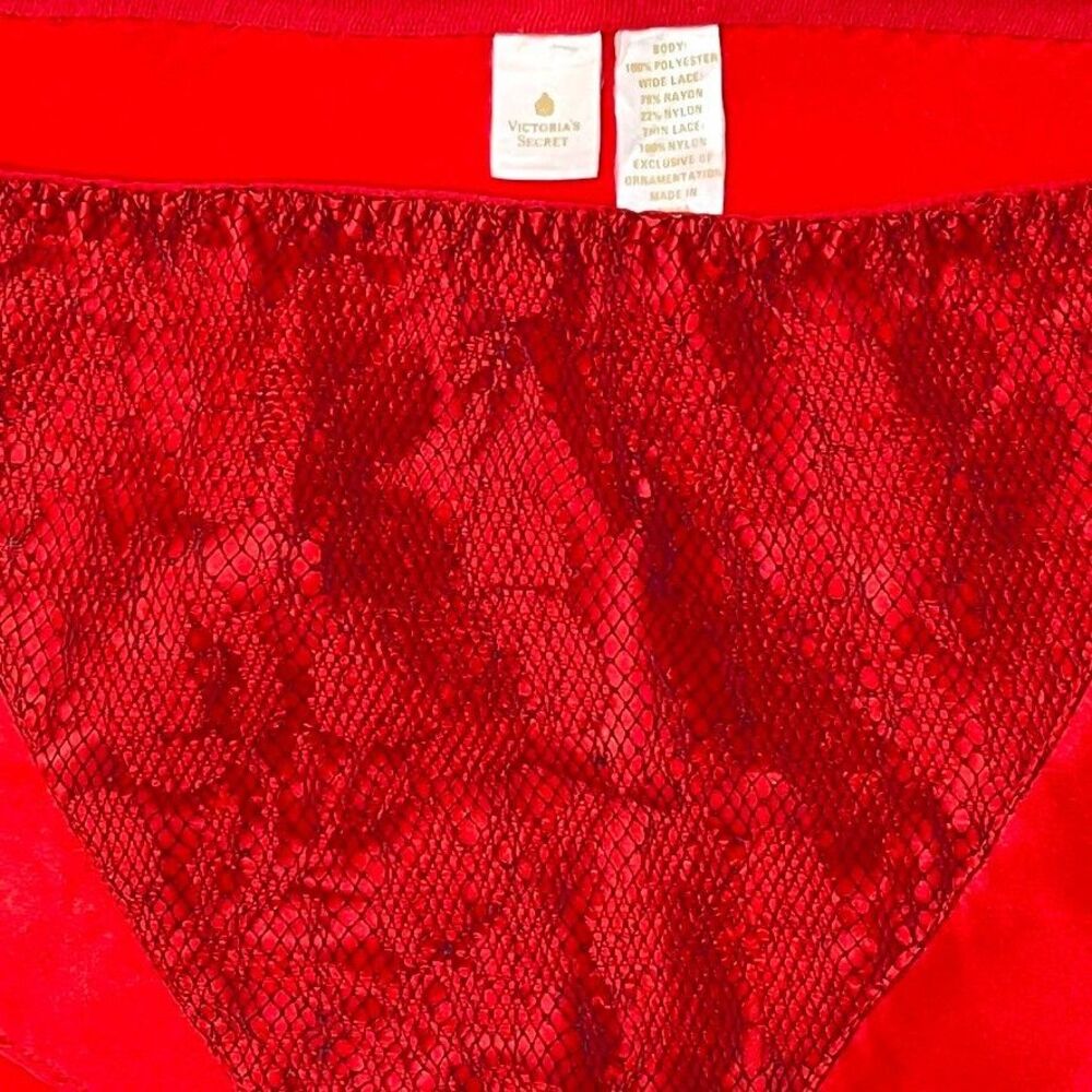 Vintage Victoria’s Secret Gold Label Red Satin Lace Cami Panty Set Small Y2K - Picture 11 of 12